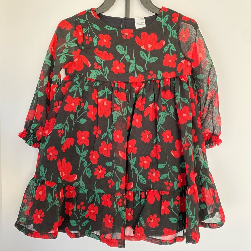 Little Me Red Black Plaid Jumper And Carters Floral Dress Toddler Girl 18 Months - Picture 4 of 6